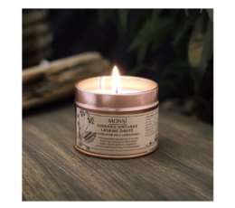 Sojų vaško žvakė - Juodasis gintaras ir laukinė žibutė (100ml)