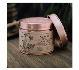 Sojų vaško žvakė - Juodasis gintaras ir laukinė žibutė (250ml)